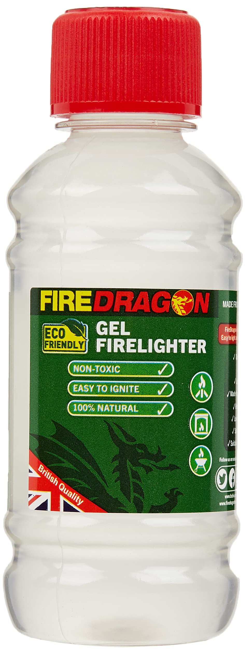 FireDragon - Natural & Eco-Friendly Firelighter Gel - BBQs, Firepits, Ethanol Burners, Indoor fires & log burners - 200ml