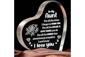 MILCIER Gifts for Aunt, Aunt Gifts from Niece I Love You Auntie Acrylic Keepsake 3.9x3.9inch, Best Aunt Ever Gifts, Mother's Day Christmas Birthday Gifts for Aunt, Best Auntie Plaque from Nephew