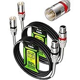 Foboiu XLR Cables 6ft 2 Pack, XLR Microphone Mic Cable, Shielded Balanced 3-pin Male to Female, Oxygen-Free Copper (OFC) XLR Cable Speaker Cord with Gold-Plated Connectors Metal Spring Black