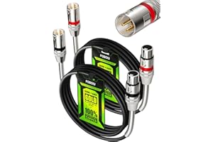 Foboiu XLR Cables 6ft 2 Pack, XLR Microphone Mic Cable, Shielded Balanced 3-pin Male to Female, Oxygen-Free Copper (OFC) XLR Cable Speaker Cord with Gold-Plated Connectors Metal Spring Black
