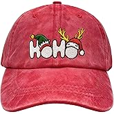 WNSMYJDP Christmas Hat for Women Men Baseball Cap Embroidered Adjustable Washed Distressed Xmas Holiday Party Burgundy