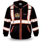 KwikSafety - Charlotte, NC - Men's Fleece Safety Hoodie | PPE Hi Vis Lightweight Reflective Jacket