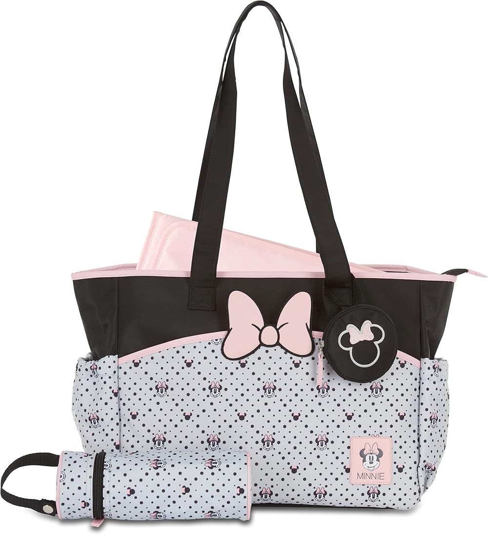 Disney Mickey Mouse Diaper Tote Bag Large 17" Multi-Functional Travel Bag