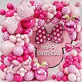 ALL-IN-1 Minnie Balloon Arch Kit with BONUS Bow & Mouse Head Balloons - Mini Mouse Balloons for Birthday Decorations & Oh Twodles Birthday Party Supplies Girl - Minnie Birthdays Party, Baby Shower