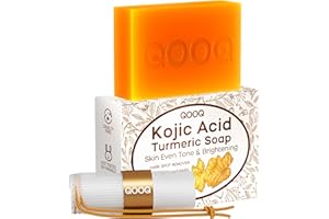 QOOQ Turmeric Kojic Acid Soap Dark Spot Remover for face and body with Vitamin C, Retinol, Collagen, Original Japanese Complex - Vitamin E, Shea Butter, Castile Olive Oil