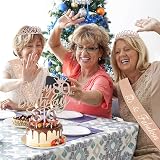 Amosking 80th Birthday Decorations for Women Tiara Sash Cake Topper Balloons view 7