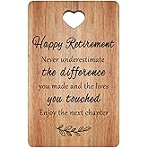 Retirement Gift for Women Men Retired Cutting Board Happy Retirement Gift Going Away Gift for Coworker Teacher Boss Nurses Friend Mom Ladies Retired Gifts Wood Engraved Board Funny Farewell Gift
