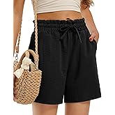 Libin Shorts for Women Linen Shorts High Waisted Lightweight Drawstring Casual Summer Beach Vacation Outfit