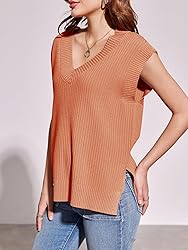Saodimallsu Womens V Neck Sweater Vest Oversized