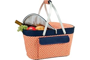 Picnic at Ascot Patented Insulated Folding Picnic Basket Cooler- Designed & Quality Approved in the USA