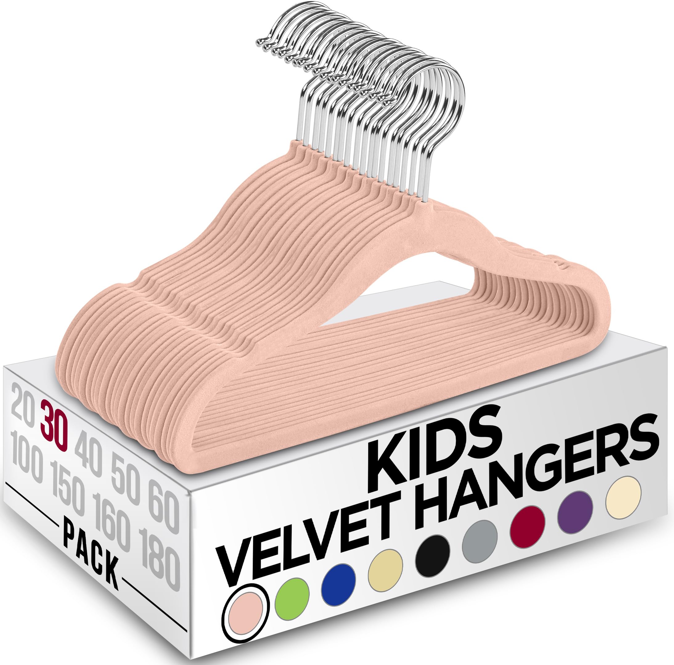 Utopia Home Velvet Kids Hangers for Clothes (Pack of 30) - Non-Slip and Sturdy Baby and Children’s Hangers - Space Saving (Pink)