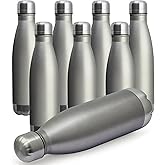 MEWAY 17oz Sport Water Bottle 8 Pack Vacuum Insulated Stainless Steel Leak-Proof Double Wall Cola Shape Water Bottle,Keep Drinks Hot & Cold (Cold Gray,8 Pack)