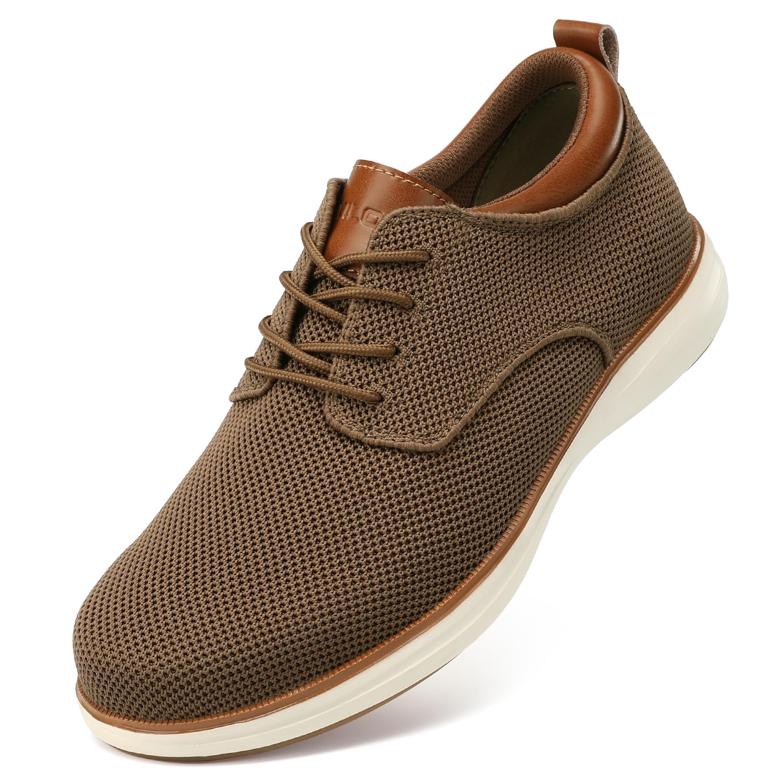 Photo 1 of VILOCY Men's Wide Casual Dress Oxfords Business Shoes Fashion Sneakers Mesh Breathable Comfortable Walking Shoes Brown,EU41