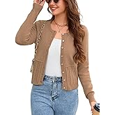 Yesfashion Women's Cropped Cardigan Sweaters Long Sleeve Crew Neck Twisted Button Down Shrug Sweater Spring Trendy 2026