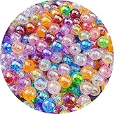 300 Pcs 10mm Acrylic Round Beads AB Colors Round Spacer Beads for Earring Bracelet Necklace Key Chains Jewelry DIY Craft Making(Mix AB Color)