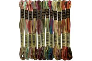 SEWCRANE 12 Skeins Magical Color Variations Floss Pack Six Strand Embroidery Variegated Cross Stitch Threads, Multi Color Set A