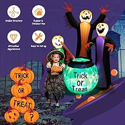 Tangkula 8 FT Inflatable Halloween Witches Holding
