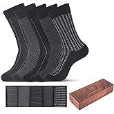 Luxe De Bamboo Rayon socks Mens Dress Socks for Men 9-12,Charcoal and Black socks for men 5-Pack in a Gift Box