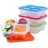 EasyLunchboxes® - Bento Snack Boxes - Reusable 4-Compartment Food Containers for School, Work and Travel, Set of 4 (Classic)