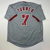 Facsimile Autographed Trea Turner Washington Grey Reprint Laser Auto Baseball Jersey Size Men's XL