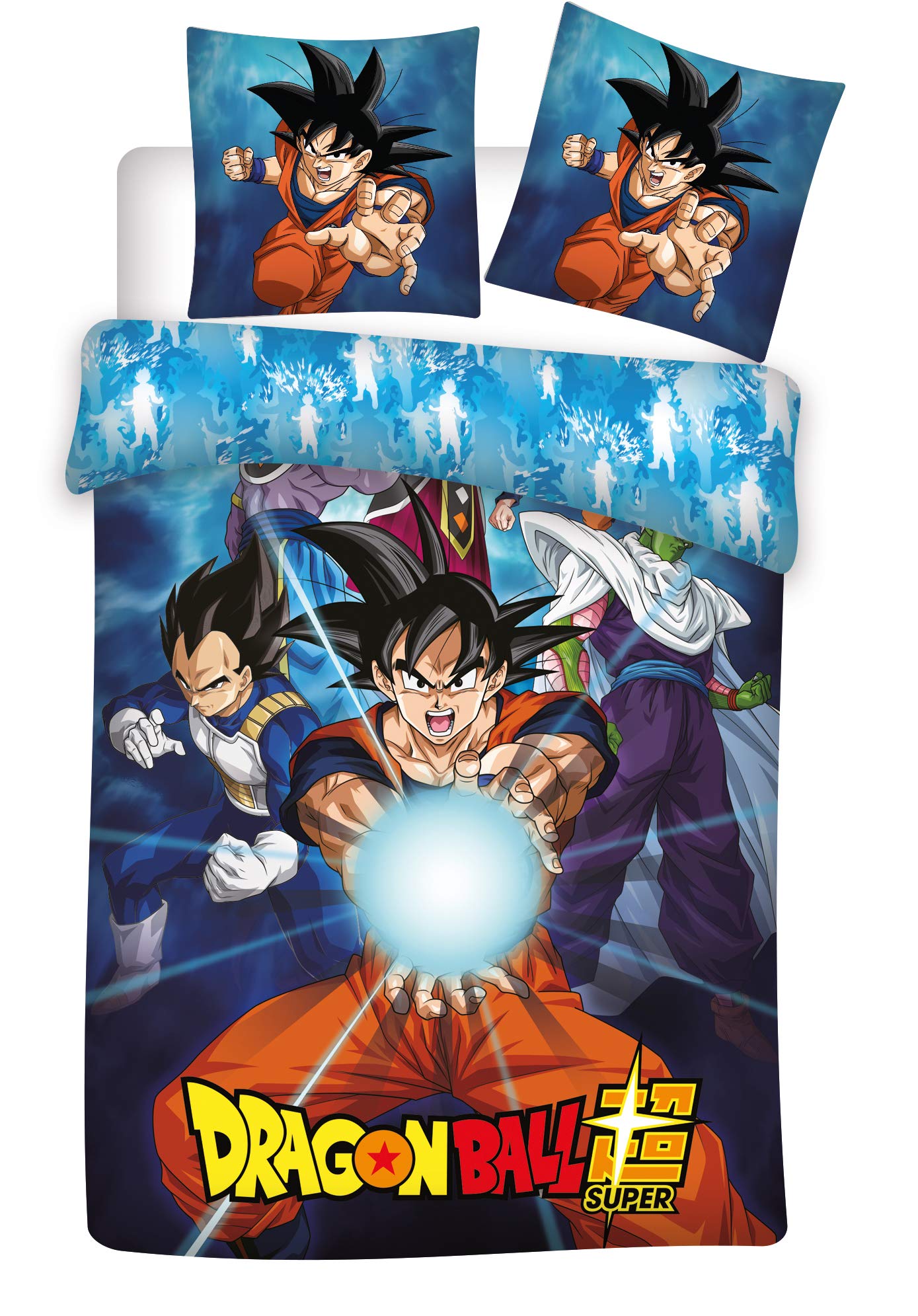 AYMAX S.P.R.L. Dragonball Super Reversible Bedding Set - Duvet Cover 140 x 200 cm + Pillowcase 63 x 63 cm -