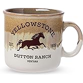 Silver Buffalo Yellowstone Dutton Ranch Montana Reactive Glaze Ceramic Camper Mug, 20 Ounces