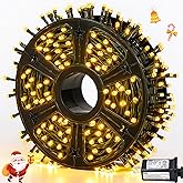 JMEXSUSS 500 LED Christmas Lights Outdoor, 173ft Warm White Christmas Tree Lights, 8 Modes Plug in Twinkle String Light for Outside Holiday Indoor Ceiling House Xmas Decorations