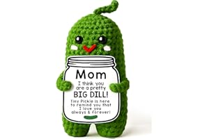 MAMAGIFTREE Mothers Day Birthday Gifts for Mom from Daughter Son, Handmade Crochet Pickle Plush “Big Dill” Gift for Mother in Law or Stepmom Mothers Day Keepsake, I Love You Mama Small Cute Decor