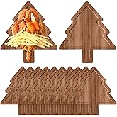 Ziliny 12 Pcs Christmas Appetizer Platter 12 Inch Cutting Board Acacia Serving Trays Wood Charcuterie Board Tray Snack Dessert Candy Dish Plate for Kitchen Gifts (Christmas Tree)