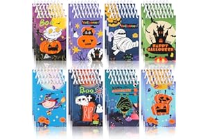 CCINEE 24 Pcs Halloween Mini Notepads,Holiday Mini Spiral Notebooks Pumpkin Ghost Haunted House Pattern for Kids Halloween Party Supplies Trick or Treat Goodie Bag Stuffers