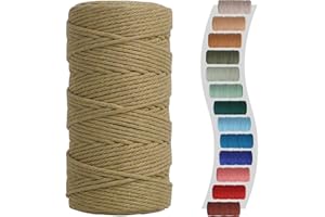 NOANTA Macrame Cord 3mm 220yards (200 Meters) Khaki Macrame Supplies Macrame Yarn, Colored Cotton Rope, Colored Cord for DIY