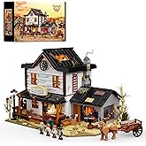 Lumibricks Wild West Blacksmith Lighting Building-Bricks Set - Western Forge House 2042 Pcs Collection Display Set for West L