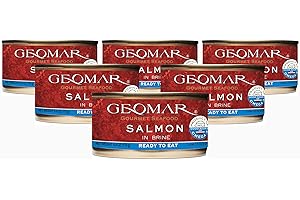 GEOMAR Canned Salmon – Ready-to-Eat – Nutritious Seafood Delicacy High in Omega 3's - Pack of 6 (6 oz each)