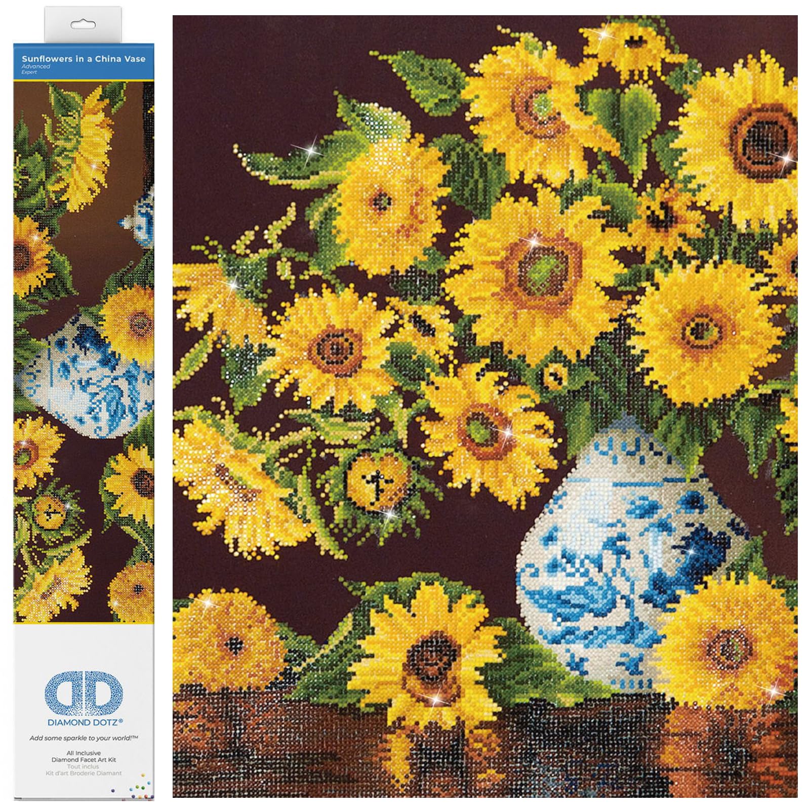 Diamond Dotz Painting Kit. Sunflowers in a China Vase, Assorted, 71.12x 55.9Cm