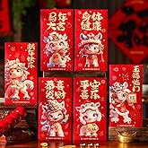 BAIWOVIS Chinese New Year Red Envelopes 2026, 6 Pack Traditional Lunar New Year of Horse Money Packets, Lucky Money Hongbao for Spring Festival and Lantern Festival (Horse 1)
