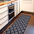 Machine Washable Moroccan Trellis Design Non-Slip Rubberback 2x5 Traditional Indoor Runner Rug for Hallway, Kitchen, Bedroom, Entryway, 20" x 59", Dark Gray