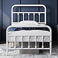 Yaheetech Classic Metal Platform Bed Frame Mattress Foundation with Victorian Style Iron-Art Headboard/Footboard/Under Bed Storage/No Box Spring Needed/Twin Size White