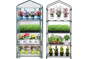 Purlyu Mini Greenhouse for Indoor Outdoor, Plant Green House 4-Tier Rack Stand Portable Greenhouses with Durable PVC Cover for Seedling, 2.5x1.6x5.2 FT,Ideal Gardening Gifts for Women Men(PLGH704P)