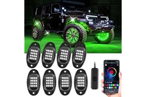Kairiyard 8 Pods Rock Lights, RGB Underglow LED Lights for Cars APP Control Music Mode Exterior Neon Underglow Rock Light kit Waterproof for Car Truck ATV UTV RZR SUV