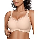 OEAK Womens Wireless Bras V Mesh Comfortable Bralette Supportive Tshirt Bra No Underwire Seamless Push Up Everyday Bras