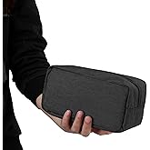 E-Tree Makeup Bag,Medium Travel Make up Pouch for Purse,Zipper Cosmetic Brush Skin Care Case for Women Man,Toiletry Bags,Tech Electronic Organizer,Small Canvas Storage for Personal Items,Black