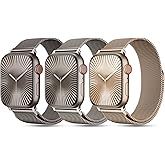 3 Pack Metal Mesh Loop Compatible with Apple Watch Band 38mm 40mm 41mm 42mm 44mm 45mm 46mm 49mm Women Men, Stainless Steel Magnetic Clasp Strap for iWatch Series 11 10 9 8 SE 7 6 5 4 3 2 1 Ultra