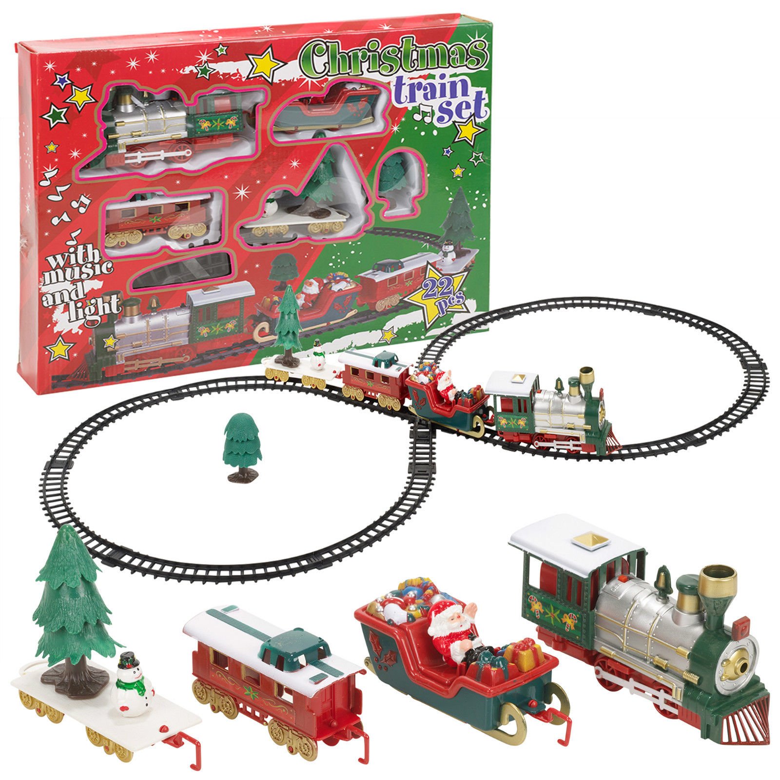 Classic Christmas Musical Santa Train & Track Toys Set Kids Xmas Play Gift Tree Decoration