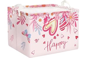 Clastyle Pink Flower Baby Laundry Hamper Kid Storage Basket Girl Gift Toy Box Collapsible Large Clothes Organizer Nursery Bin for Bedroom, Heart, 40 * 30 * 30 cm
