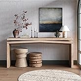 HZSSDTKJ 65-Inch Rustic Solid Wood Veneer Long Console Table, Farmhouse Entryway Sofa Side Table for Living Room, Hallway, Be