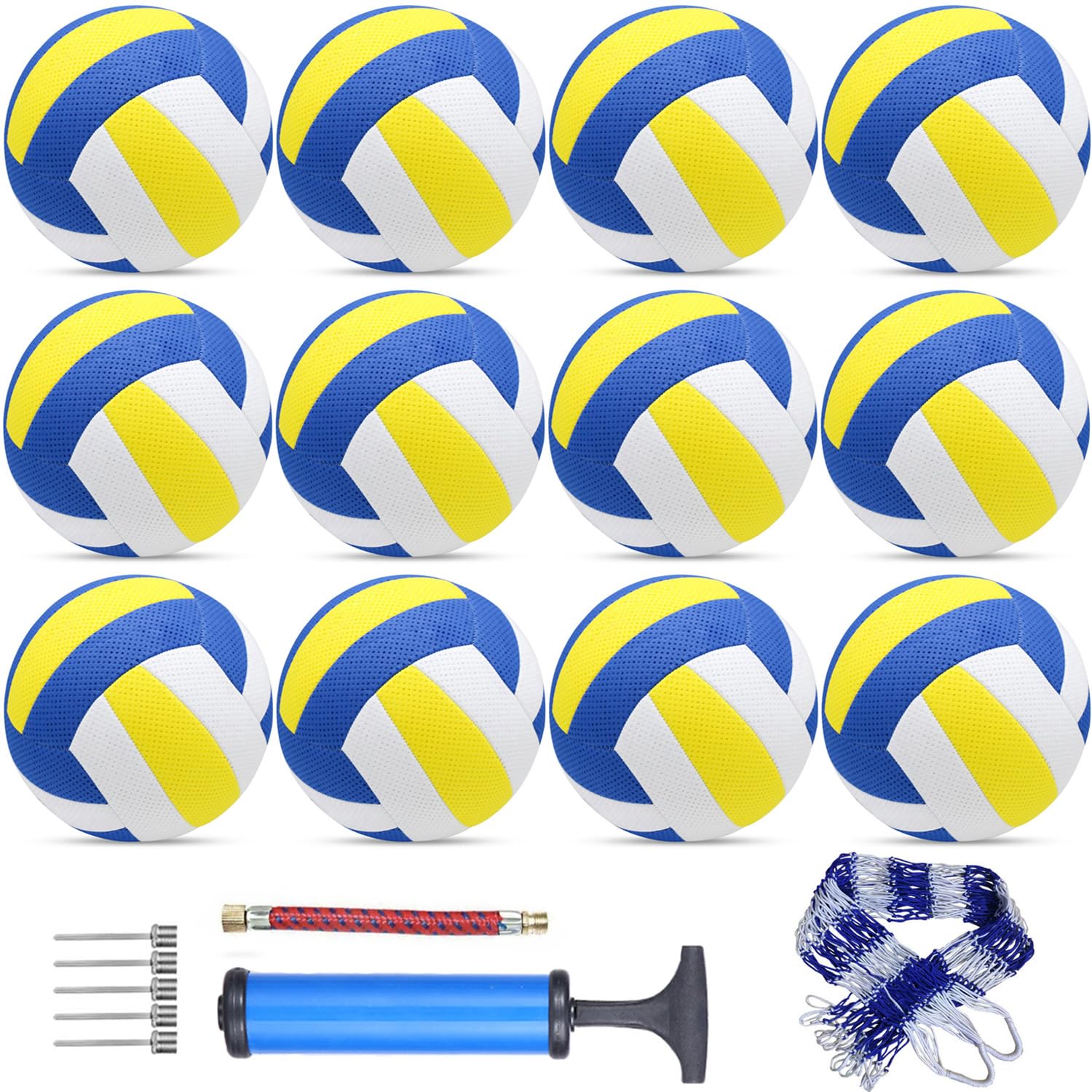 Photo 1 of 12 Pack Official Size 5 Volleyball Balls Volley Ball of Synthetic Leather,Includes Ball Pump and Net Bag,Competition Volleyball for Indoor Outdoor