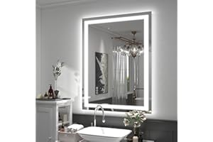 CHARMOR 28x36 LED Lighted Bathroom Mirror, Dimmable Vanity Mirror with Lights, Backlit and Front Lighted Mirror for Wall, Anti-Fog, Memory, Shatterproof (Horizontal/Vertical)
