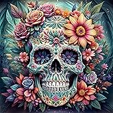 DOMROM Diamond Art Kits for Adults, Skull Diamond Painting 12x12 Inch | 5D Full Round Drill Diamond Painting, Rhinestone Gem Art for Home Wall Decor, Stress Relief DIY Craft for Beginners