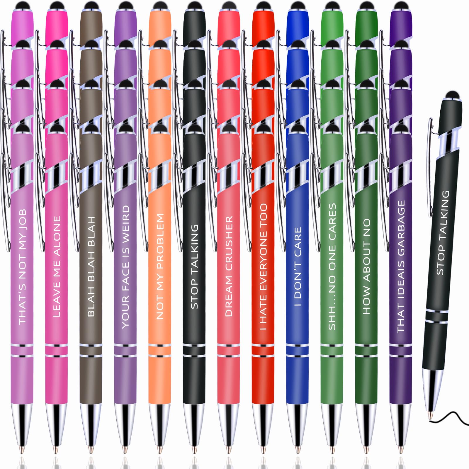 WUXIPREP 48 Pcs Ballpoint Pens,Fine Point Smooth Writing Pens,Kawaii Pens For Writing Journaling Taking Notes School Office Home. (Mixed color 48Pcs) Image