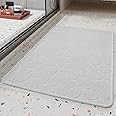 COCOER Non Slip Bath-Mat, Super Absorbent Washable Thin Bathroom Mats for Bathroom with Rubber Backing, Fit Under Door Rugs 17"x28" Gray